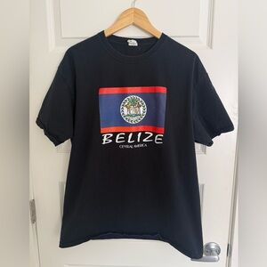 Vintage Belize Central America T Shirt XL Flag Fruit Of The Loom Black Y2K Men